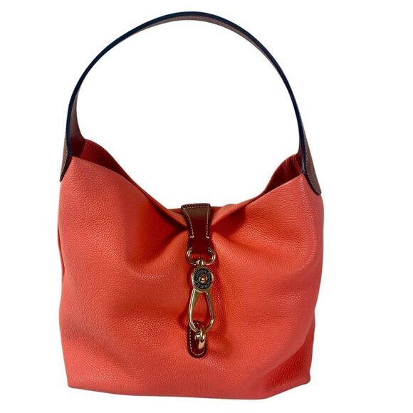 Dooney & Bourke hobo bag Tangerine cream colored Pebble Leather Logo - Picture 1 of 10